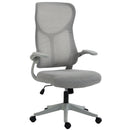 Sedia Ufficio Ergonomica Girevole 64x69,5x110-120 cm con Braccioli Ribaltabili Funzione Dondolo e Altezza Regolabile in Rete Grigio      