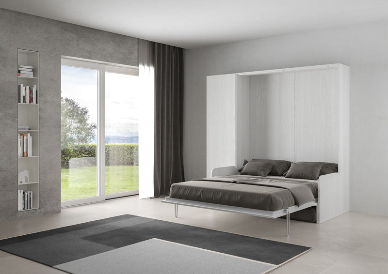 Letto Matrimoniale a Scomparsa Salvaspazio con Sofà Kentaro H210 cm Bianco