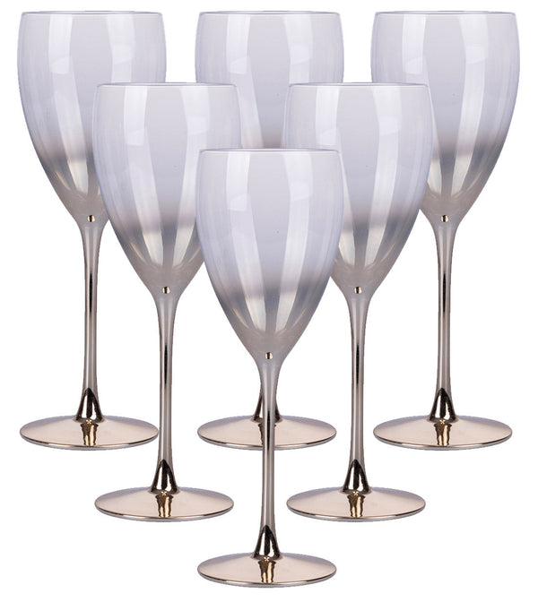 Set mit 6 Très Chic Weingläsern aus Glas Villa d'Este Home Tivoli Champagner online