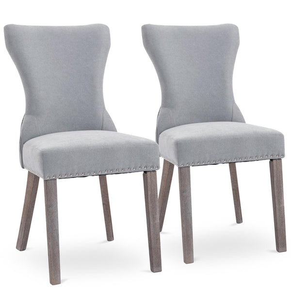 online Set mit 2 gepolsterten Stühlen 45 x 66 x 92,5 cm in grauem Stoff