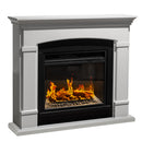 Camino Elettrico da Pavimento Effetto Fiamma 107x24x95,2 cm 900W/1800W Cornice in Legno Bianco