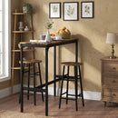 Set Tavolo Alto 105x40x90 cm e 2 Sgabelli da Bar con Poggiapiedi Stile Industriale in MDF e Acciaio Nero e Marrone      