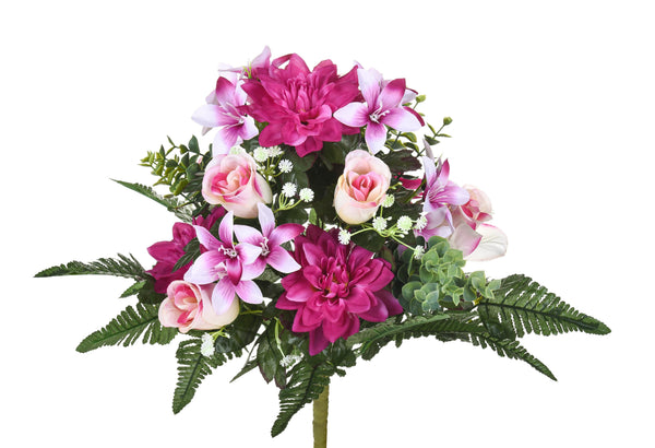 online Set 2 Bouquet Artificiali con Dalie Magenta e Bianche