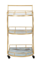 Carrello Marble Glass Mix 71x45,5x84,5 cm in Ferro e MDF e Vetro Oro e Multicolor      