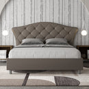 Letto Matrimoniale con Testata Imbottito in Similpelle Langre Cappuccino Varie Misure