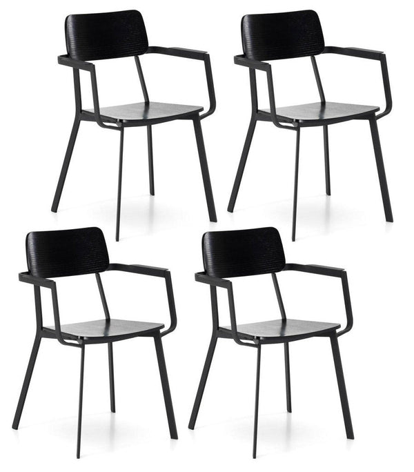 Set 4 Sedie 61x51,5xH82 cm in Legno e Metallo Woody capotavola Nero acquista