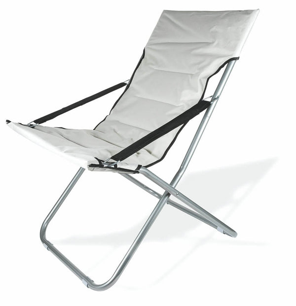 sconto Faltbarer Canapone gepolsterter Liegestuhl aus Soriani Ecru Metall