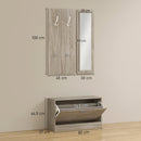 Set da Ingresso con Scarpiera Appendiabiti e Specchio in Legno e Vetro Grigio   