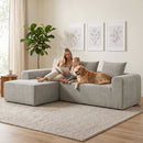 Divano Angolare 3 Posti Senza Struttura 242x178x83 cm con Seduta Ampia e Profonda in Ciniglia Grigio Chiaro      