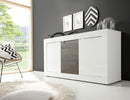 Credenza Mobile da Salotto 3 Porte 160x43x86cm TFT  Basic Bianco Lucido Quercia Wengè