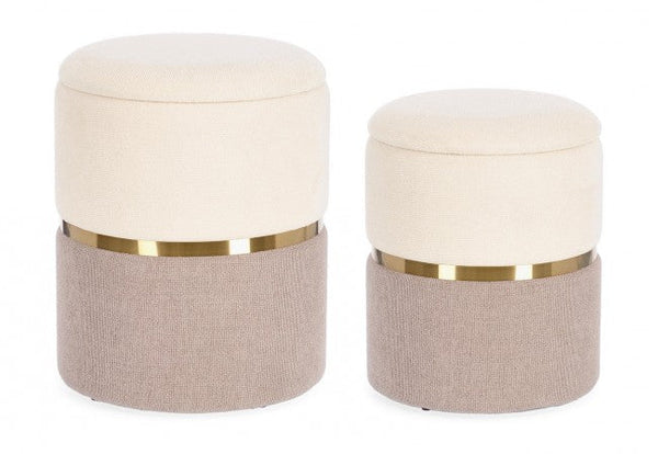 acquista Set 2 Pouf Contenitore Radinka in Tessuto Bianco Rosa