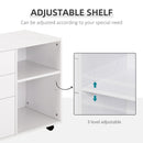 Mobile 3 Cassetti 2 Ripiani 80x40x65 cm con Ruote in Truciolare Bianco
