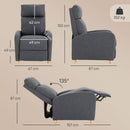 Poltrona Relax 67x87x102 cm Reclinabile Manuale 135° con Poggiapiedi in Tessuto Grigio Scuro      