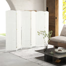 Paravento Divisorio da Interni 240x170 cm Pieghevole a 6 Ante Intrecciato in PP e Legno Bianco      
