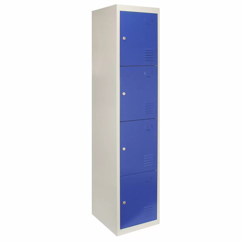 Set 3 Armadietti 12 Ante 45x38x180 cm per Scuole Palestre e Spogliatoi in Acciaio Blu