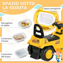 Escavatore Cavalcabile per Bambini 80x26,5x39 cm con Benna e Vano Contenitore in PP e ABS Giallo e Nero  