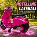 Moto Elettrica per Bambini 107x47x73 cm Licenza Vespa con Rotelle Fanale e Musica in PP e Metallo Rosa      
