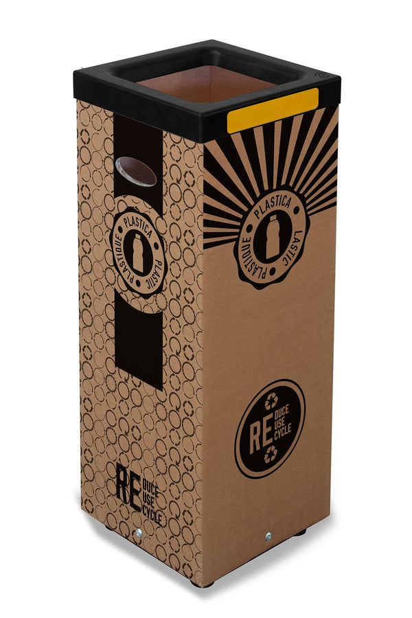 Pattumiera Per Raccolta Rifiuti 28x28xh70 cm in Cartone Con Stampa Grafica Plastica Beige sconto