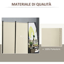 Paravento Separè 3 Pannelli 253x50x182 cm in Metallo e Poliestere Beige