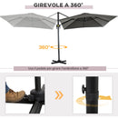 Ombrellone da Giardino Decentrato 245x245x248 cm in Alluminio Grigio