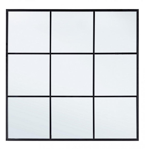 sconto Window Nucleos Spiegel aus schwarzem Metall mit Kissen