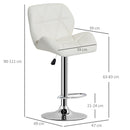 Sgabello da Bar Girevole 47x49x90-111 cm in Similpelle Bianco