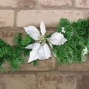 Ghirlanda Natalizia Ramo di Albero 2m con Agrifoglio e Decori Argento