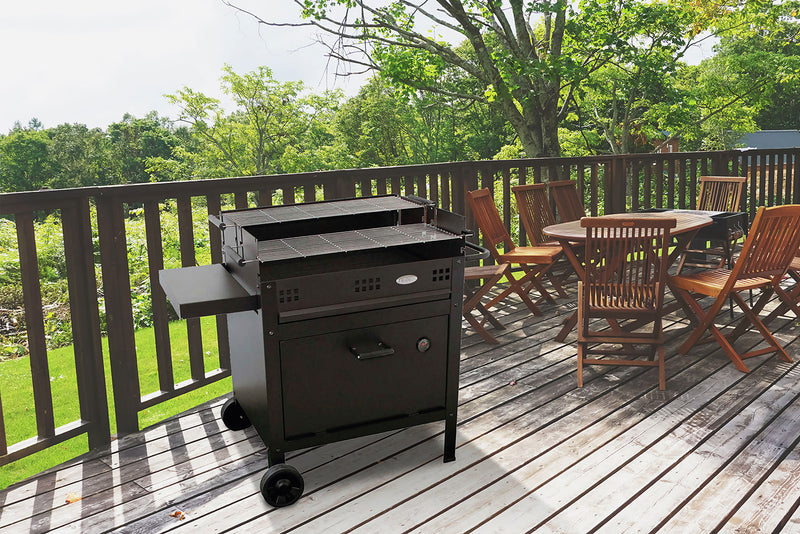 Barbecue a Legna e Carbone 120x60x92 cm con Forno per Pizza in Acciaio Etna Nero