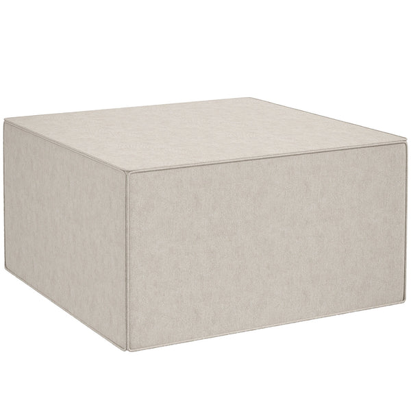 Pouf Poggiapiedi 75x75x41 cm Rivestimento Rimovibile Tessuto Effetto Lino Beige prezzo