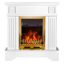 Camino Elettrico da Pavimento 109,2x103,4x30 cm Effetto Fiamma 2000W Marina Extra & Galileo Gold Bianco