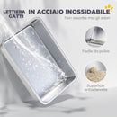 Lettiera per Gatti XXL 69,8x50,3x29,8 cm con Paletta Lati Alti Antiperdita Antiodore Fino a 12 kg in Acciaio Inox Grigio      