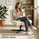 Poltrona da Salotto 63x75x82-90 cm Girevole 360° in Velluto a Goccia Senza Braccioli Crema      