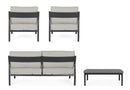 Set 4 Pezzi Salotto da Giardino con Divano 2 Poltrone e Tavolino in Alluminio e Spun Poly Sirius Antracite 