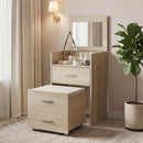 Tavolo Trucco Toeletta 50x40x113,5 cm con Specchio a Ribalta e Sgabello a Scomparsa in Legno Naturale      