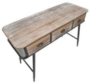 Console Bronxs 118x45,5x80,5 cm in Ferro e Legno di Abete Nero e Grigio