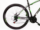 Bicicletta Mountain Bike per Ragazzi 27,5" MTB Derek 21V in Acciaio Nero e Verde Fluo