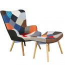 Poltrona con Poggiapiedi Versailles Patchwork 53x47x82 h cm in Legno Multicolor