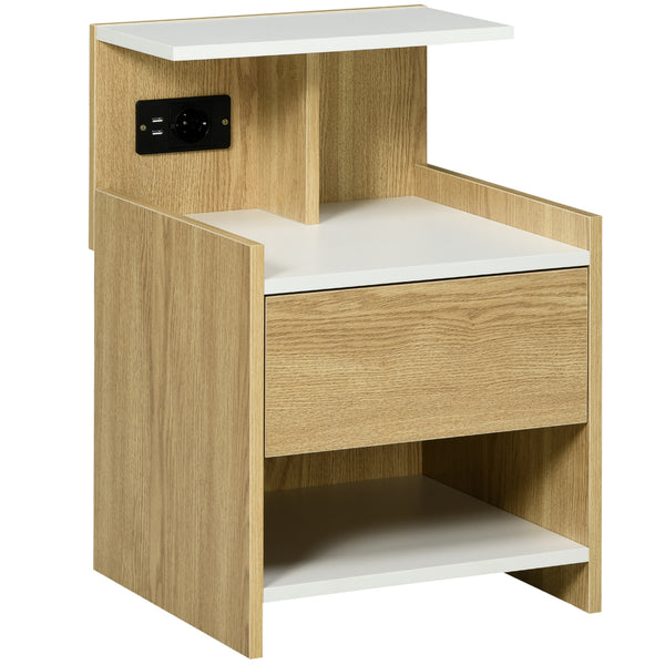 online Comodino Moderno1 Cassetto 40x40x60 cm con 2 Prese USB Color Legno