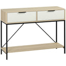 Tavolo Consolle Ingresso con 2 Cassetti e Ripiano Inferiore 100x33,5x76,5 cm in MDF Truciolato e Acciaio