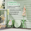 Set da Giardino per Bambini 2-5 Anni con Tavolino 2 Sedie e un Ombrellone Verde    