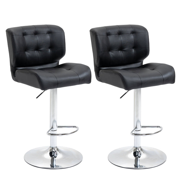 acquista Set mit 2 gepolsterten Hockern 50 x 55,5 x 93-114 cm in schwarzem Kunstleder