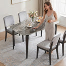 Tavolo da Pranzo per 4 Persone 130x70x75 cm con Piano in Pietra Sinterizzata Marrone e Nero      