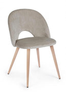 Set 4 Sedie 53x60x82 cm in Poliestere Effetto Velluto Tortora