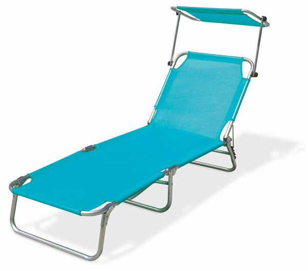 Klappbare Garten-Sonnenliege aus Aluminium mit Dach Soriani Vieste Aqua Green sconto