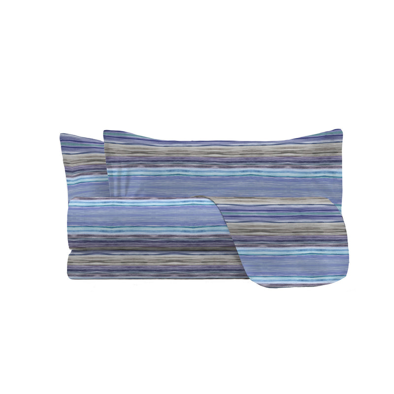 Set Lenzuola con Stampa Sopra Sotto e Federe Linea River Rio Blue Varie Misure