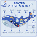 Pannello Sensoriale Montessoriano da Parete 120x55,5x4 cm per Bambini da 2 Anni in MDF e Legno Blu      