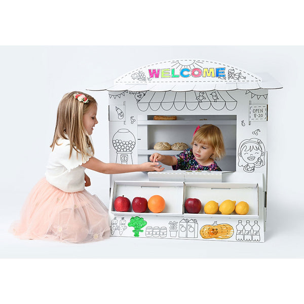 sconto Casetta per Bambini Mini Market in Carta da Colorare 97,5x90x82,5 cm Bianco