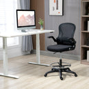 Sedia da Ufficio 59x65x102-122 cm con Supporto Lombare Altezza Regolabile e Braccioli Ribaltabili in Tessuto a Rete Nero      