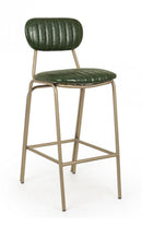 Sgabello Bar Addy Verde Scuro Imbottito in Similpelle