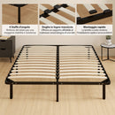 Rete Fissa Letto Matrimoniale 190x160x31 cm a 28 Doghe con Spazio Sottostante in Legno e Acciaio Nero e Legno      